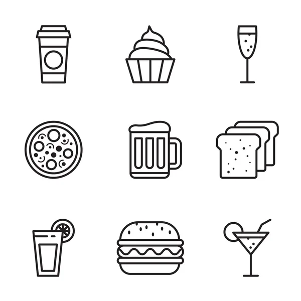 Comida y bebida icono de línea delgada — Vector de stock