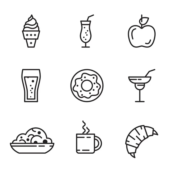 Comida y bebida icono de línea delgada — Vector de stock