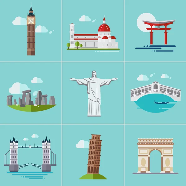 Set landmarks and cultures — Stock Vector