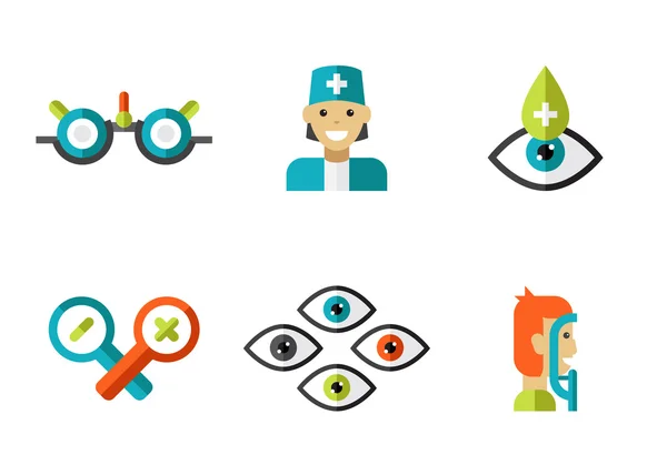 Set icone oftalmologiche — Vettoriale Stock