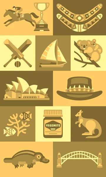 Australian icons and symbols — Stock Vector