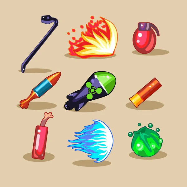 Iconos de bomba de color — Vector de stock