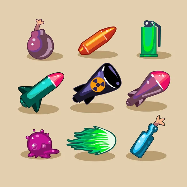 Iconos de bomba de color — Vector de stock