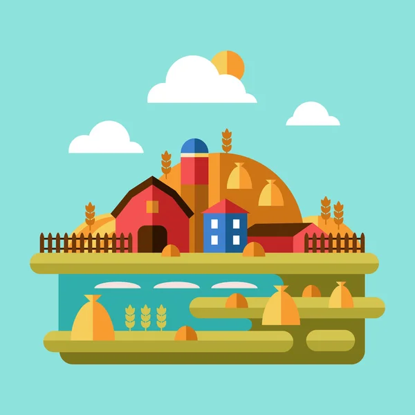 Flat house on the nature — Stock Illustration Flat house on the nature Royalty Free Stock Illustrations