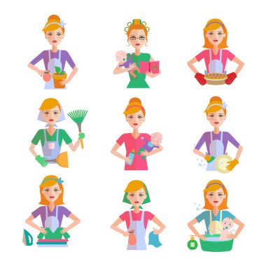 Ev hanımı Icon Set