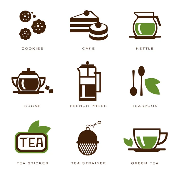 Набор иконок на чайную тему — стоковый вектор