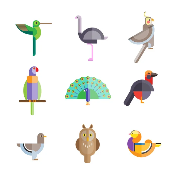 Conjunto de iconos aves — Vector de stock