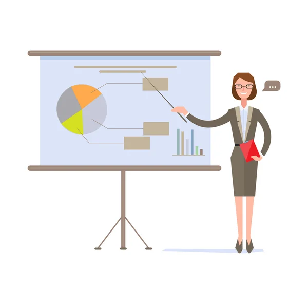 Businesswooman presentatie grafiek — Stockvector