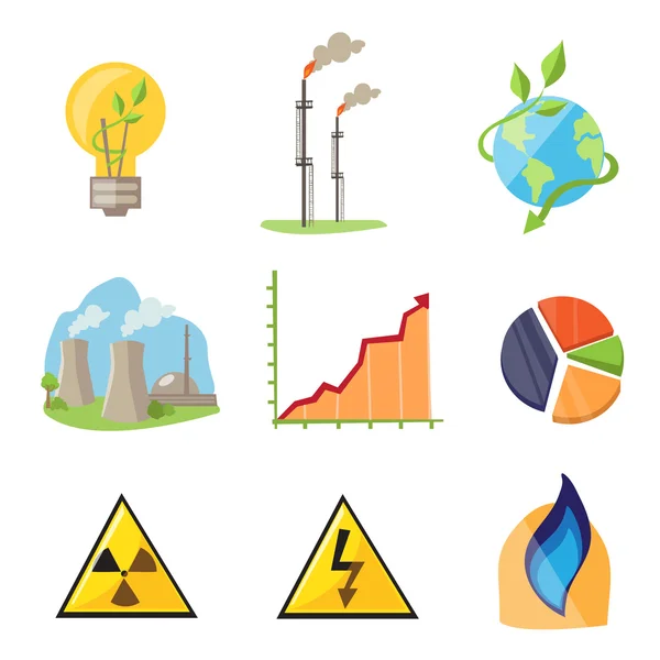 Medio ambiente, energía verde y contaminación — Vector de stock