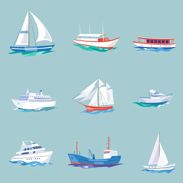 Super set of  maritime transport — Stock Vector