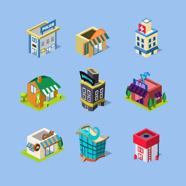 Diferentes elementos de ciudad — Vector de stock