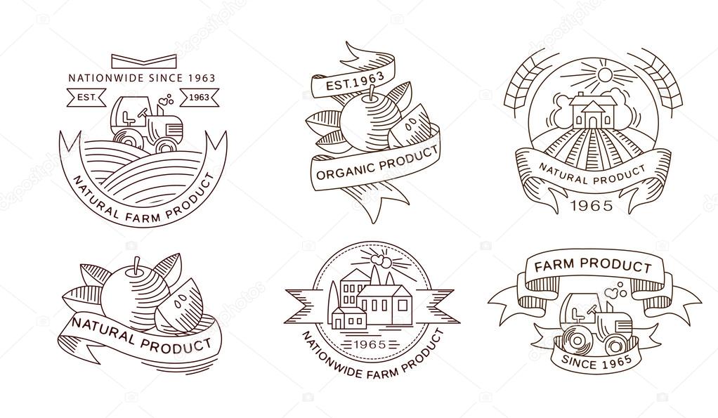 Set of vintage and modern farm logo labels and designs