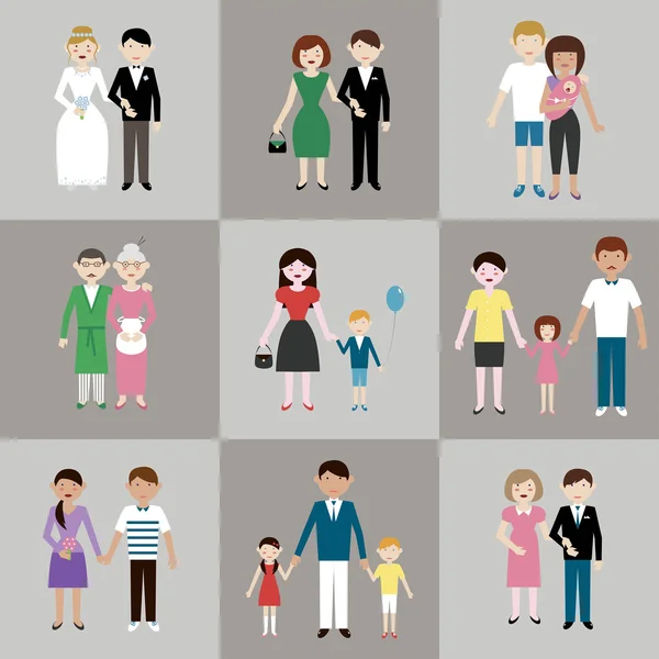 Family flat icons set — Stock Vector