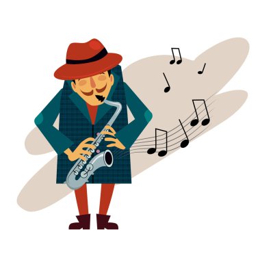 Saxophonist Playing Love Melody Vector 