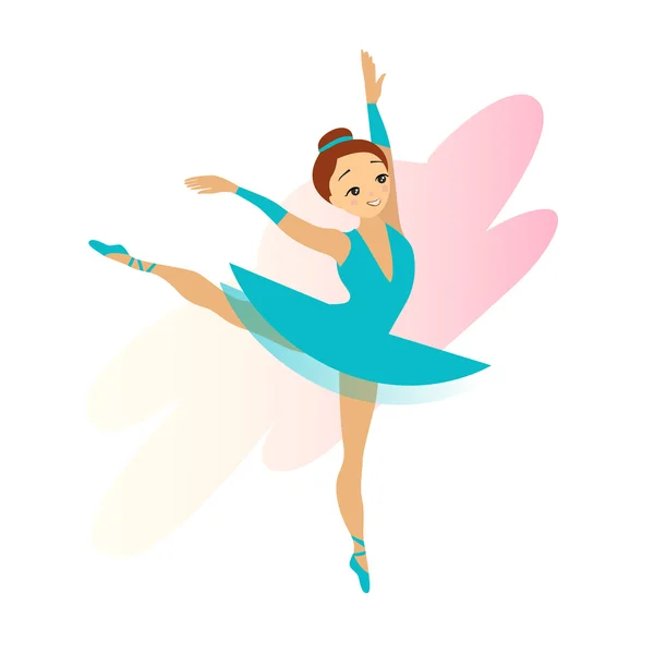 Cute Cyan Ballerina Girl — 스톡 벡터