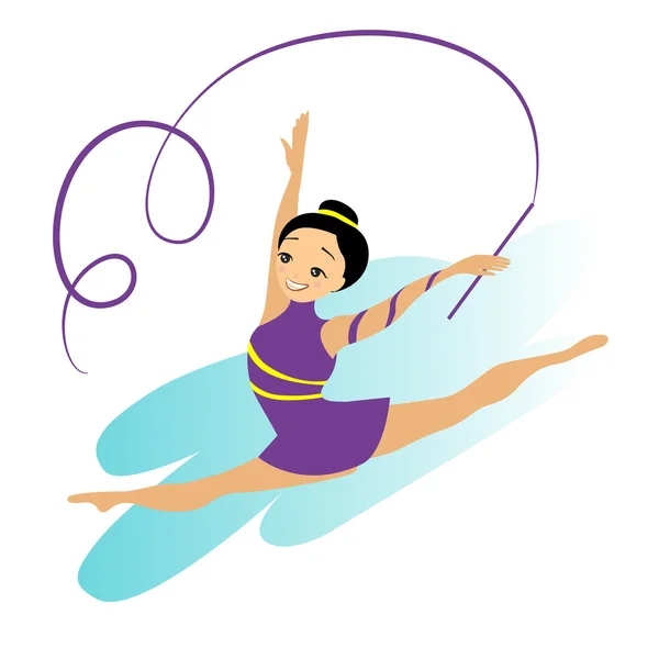 Sports Woman Art Gymnastics — Stock Vector