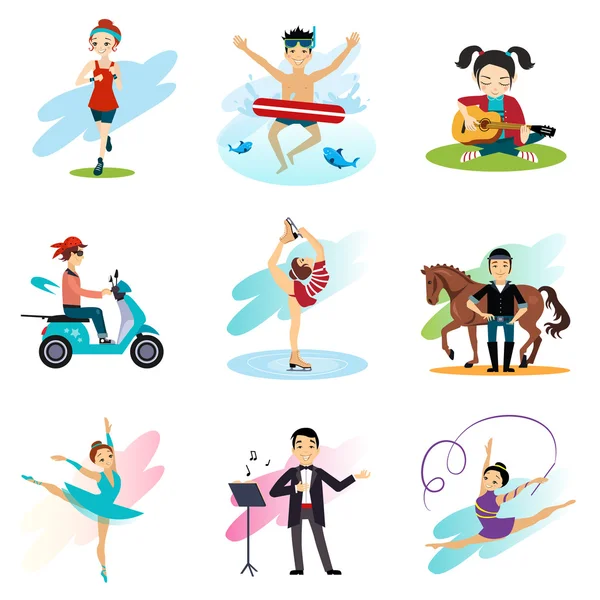 Active lifestyle, Hobbies, — Stockvector