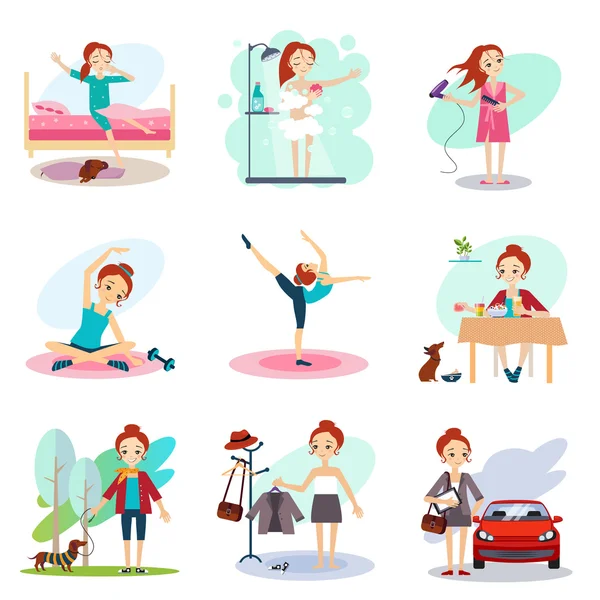 Daily Routine Vector set — Stock Vector