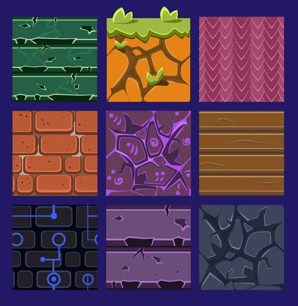 Diferentes materiales y texturas para el juego — Vector de stock