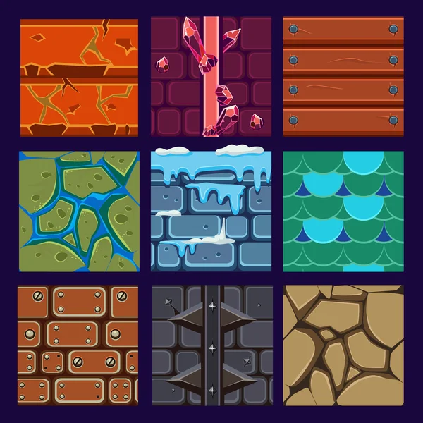 Verschiedene Materialien und Texturen für das Spiel — Stockvektor
