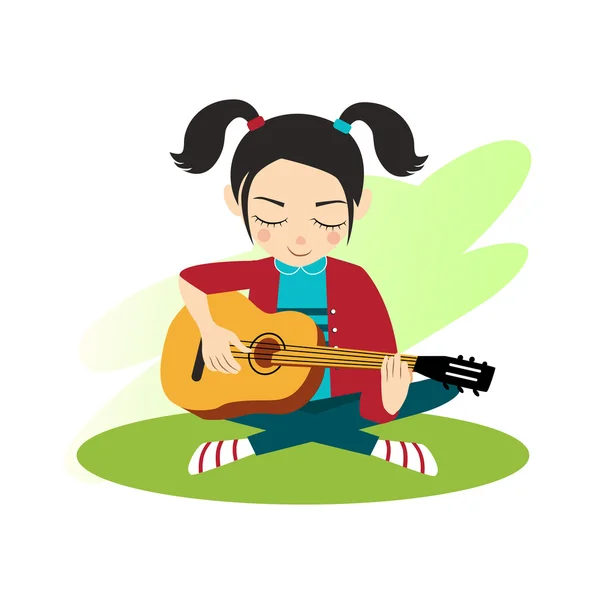 Menina toca guitarra — Vetor de Stock