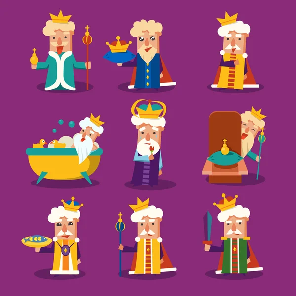 King Cartoon Illustration Set — Stockový vektor