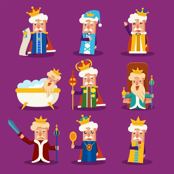 King Cartoon Illustration Set — Stockvector