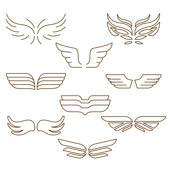 Linear wings on white background — 图库矢量图片