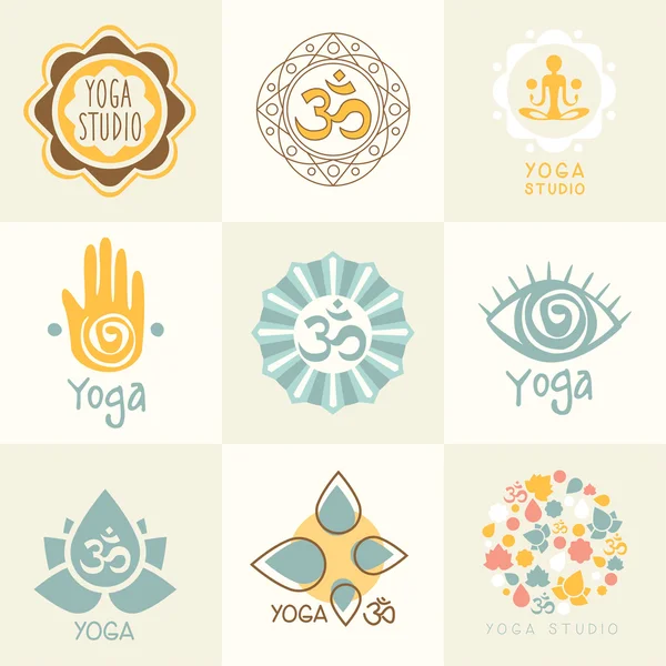 Iconos de yoga vectorial — Vector de stock