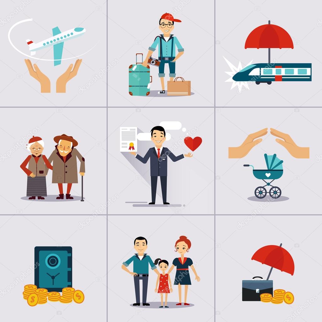 Insurance Character and Icons Template