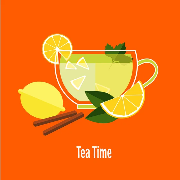 Tazza di tè al limone — Vettoriale Stock