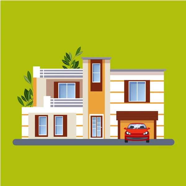 Colorida casa residencial plana — Vector de stock