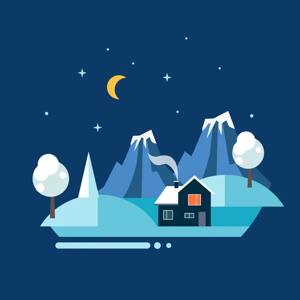Paysage de village d'hiver — Image vectorielle
