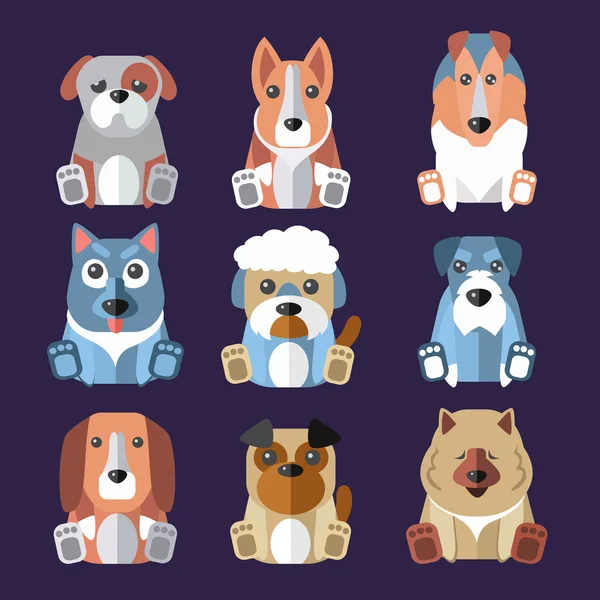 Razas de perros iconos . — Vector de stock