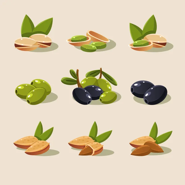 Olives and Nuts set — Wektor stockowy