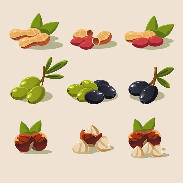 Olives and Nuts set — ストックベクタ