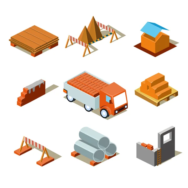 Construction Project Info Graphic,Detailed Isometric — Stock Vector