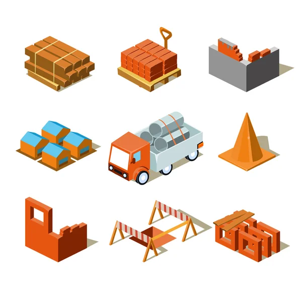 Construction Project Info Graphic,Detailed Isometric — Stock Vector