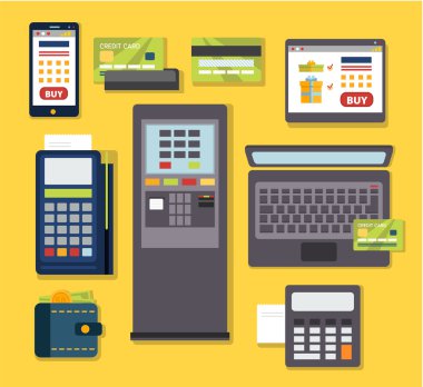 Mobile payment icon set. clipart