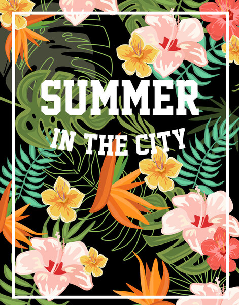 Графический дизайн тропических цветов
