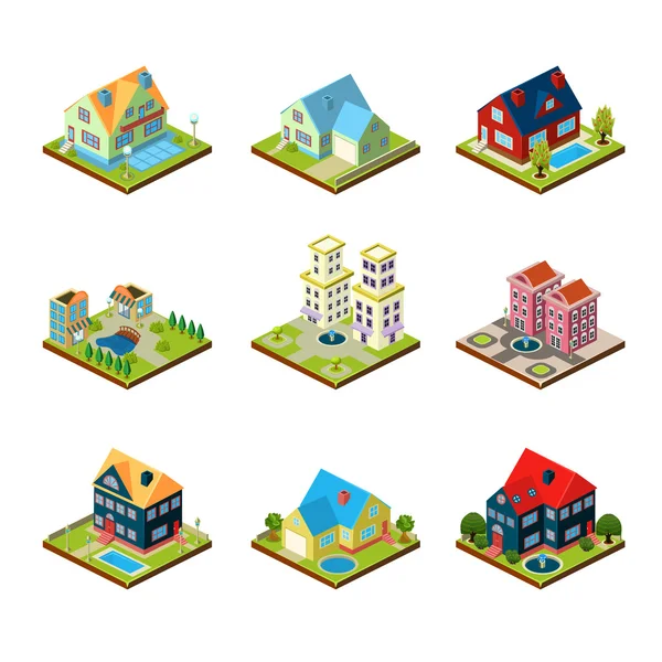 Private House 3d Isometric — Stock Vector