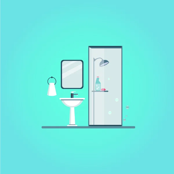 Baño con icono de muebles — Archivo Imágenes Vectoriales