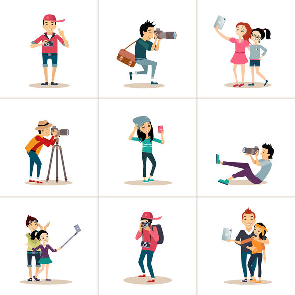 Selfie icons flat set