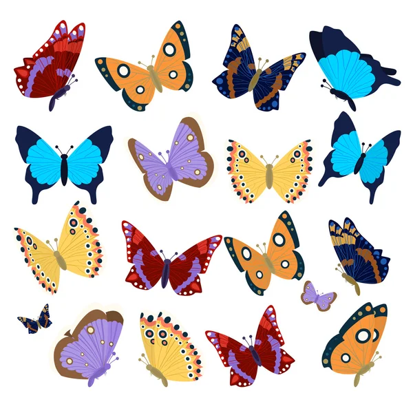 Collection of colored butterflies — Wektor stockowy