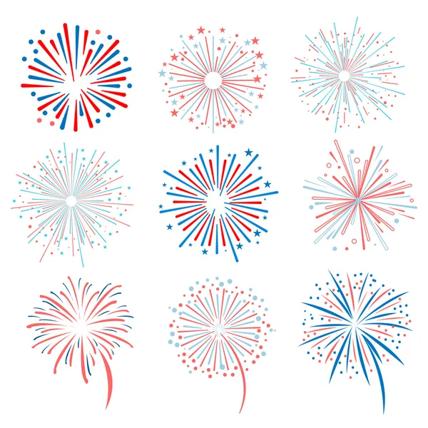 Fuegos artificiales vectoriales en blanco Ilustración de stock