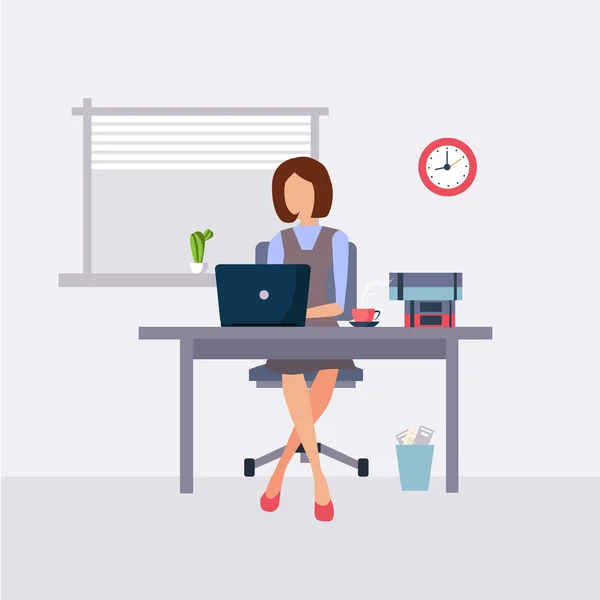 Mujer trabajando en la oficina — Vector de stock