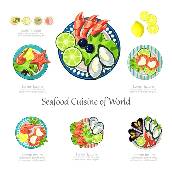 Seafood design set. — Stock Vector