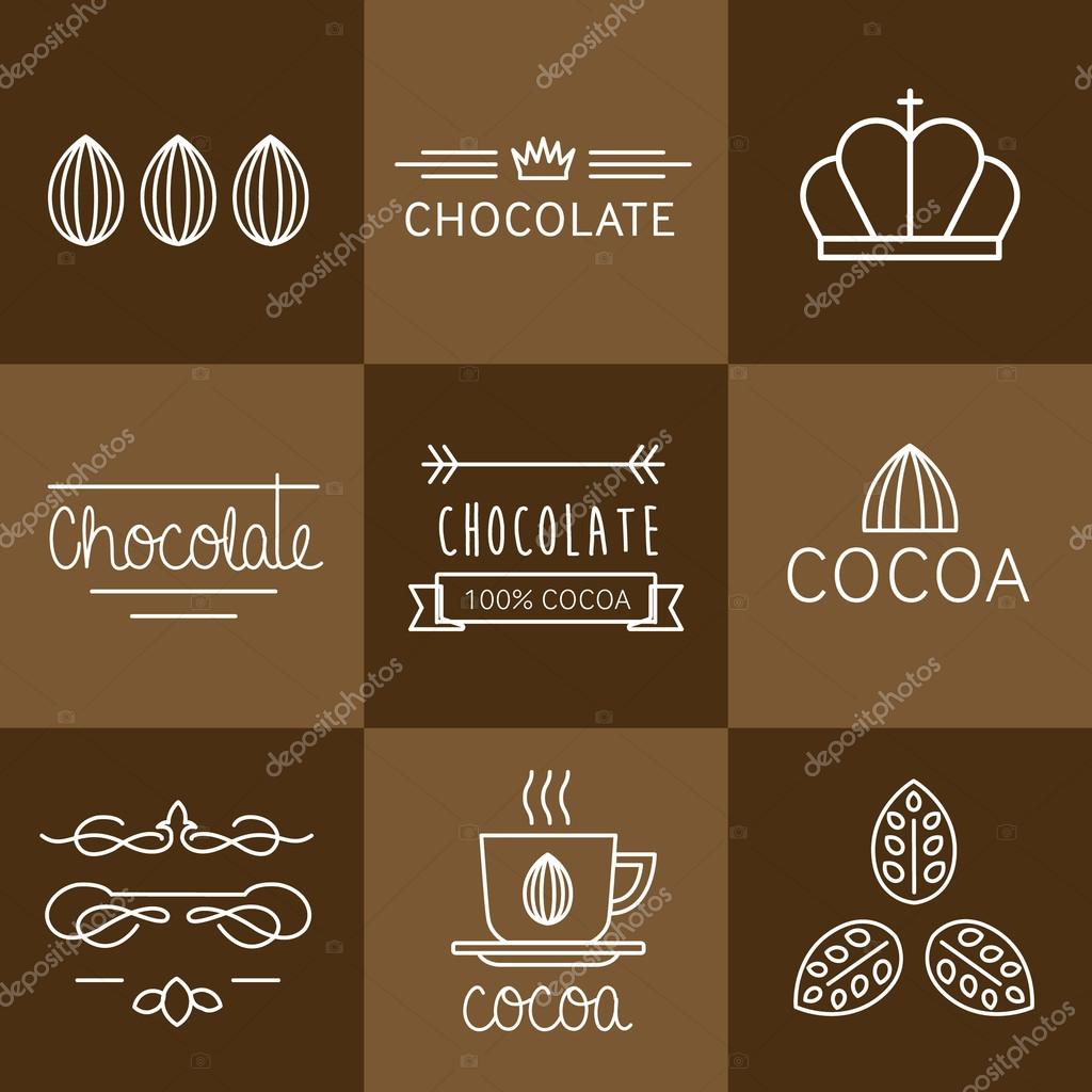 Cocoa Icon, logo, signs and badges chocolate