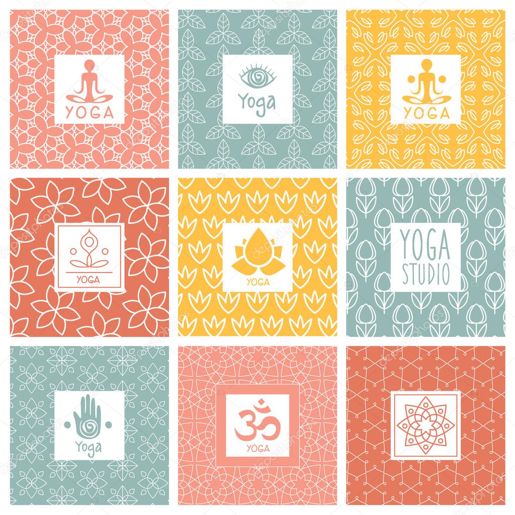 yoga icons and line badges