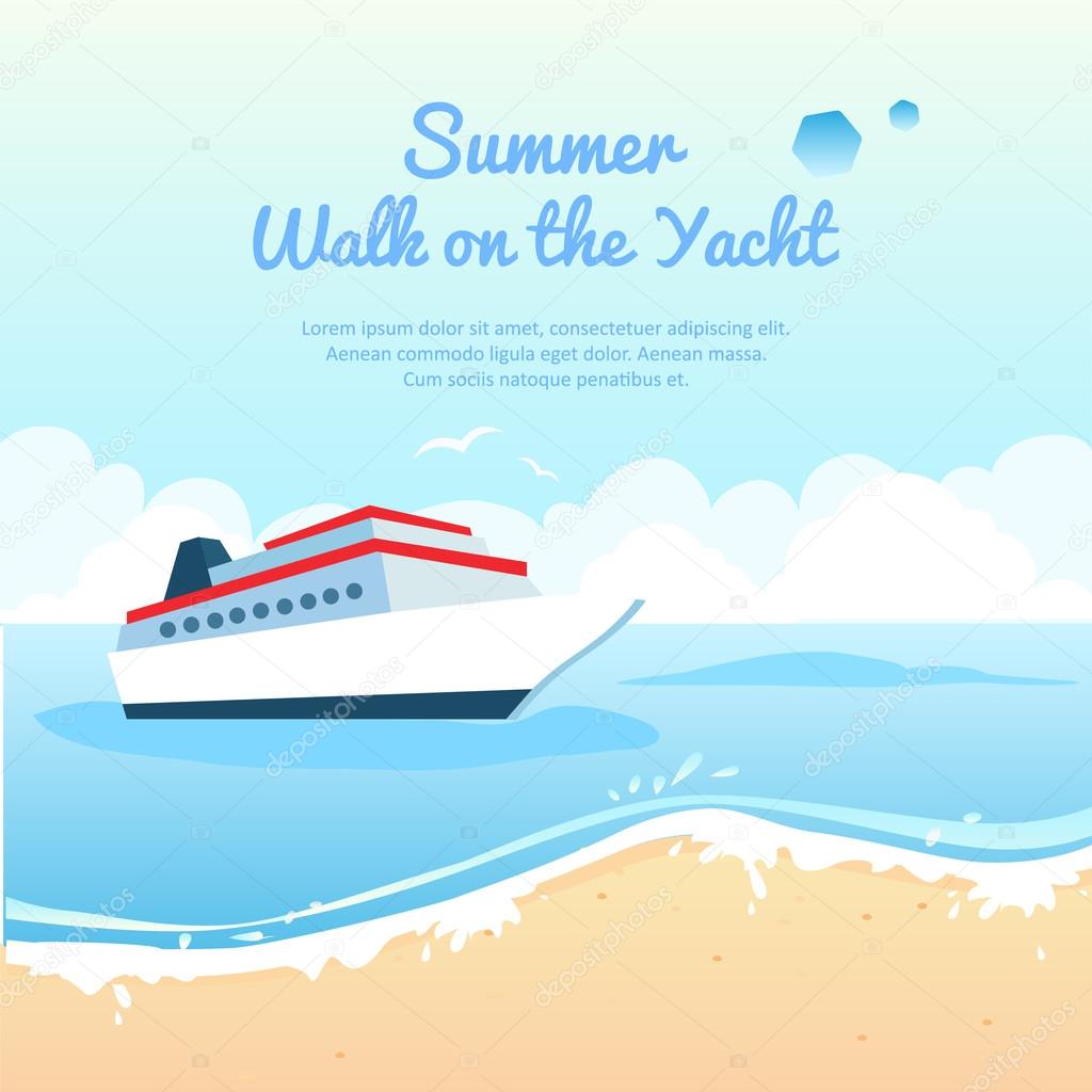 Summer travel on yacht illustration